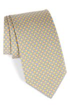 Men's Salvatore Ferragamo Frog Print Silk Tie, Size - Yellow