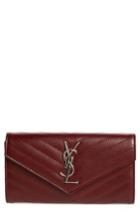 Women's Saint Laurent M Atelasse Leather Envelope Wallet - Burgundy