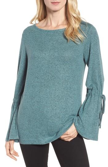 Women's Caslon Cozy Bell Sleeve Top - Blue/green