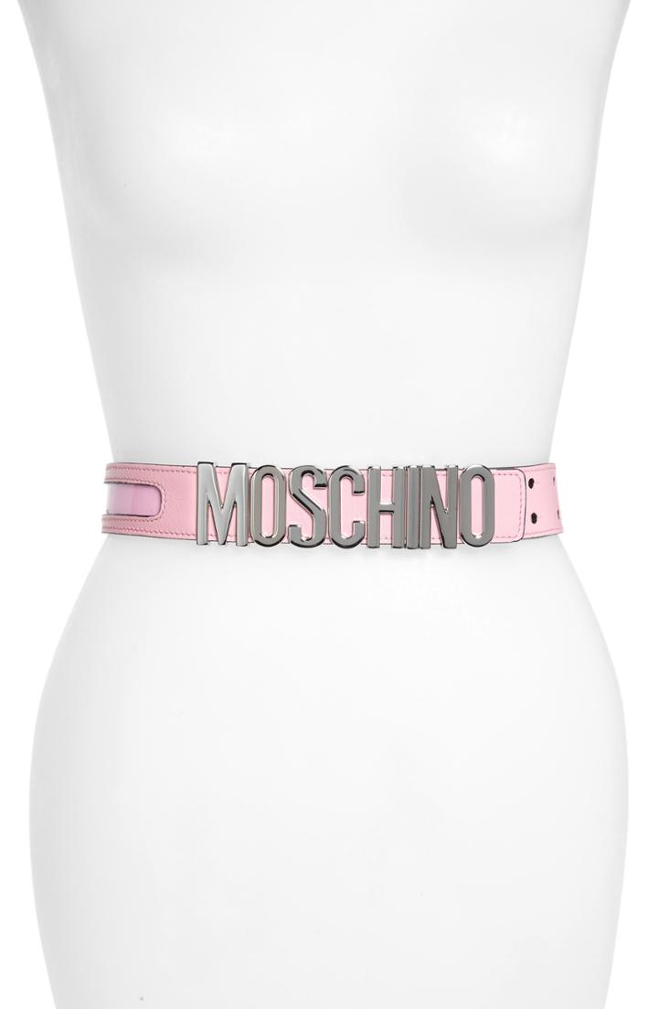 Women's Moschino Logo Plate Inset Belt
