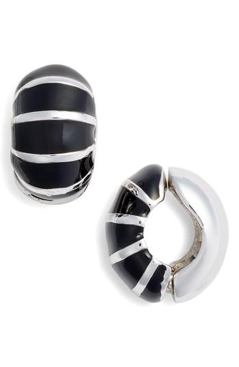 Women's Erwin Pearl Stripe Black Segmented Hug Earrings