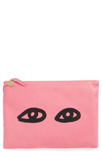 Clare V. Eyes Leather Clutch - Pink