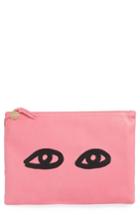 Clare V. Eyes Leather Clutch - Pink