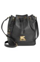 Mcm Small Rgb Leather Drawstring Bag - Black