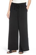 Women's Press Easy Fit Wide Leg Drawstring Pants - Black