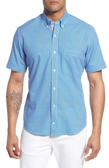 Men's Tailorbyrd Abel Regular Fit Mini Check Sport Shirt - Blue