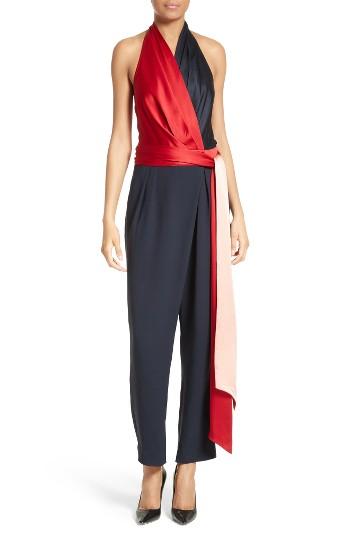 Women's Diane Von Furstenberg Colorblock Wrap Halter Jumpsuit