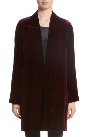 Women's Lafayette 148 New York Naveah Velvet Jacket - Burgundy