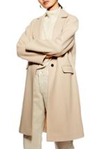 Women's Topshop Lily Knit Back Midi Coat Us (fits Like 10-12) - Beige