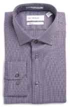 Men's Calibrate Trim Fit Non-iron Houndstooth Stretch Dress Shirt .5 32/33 - Purple