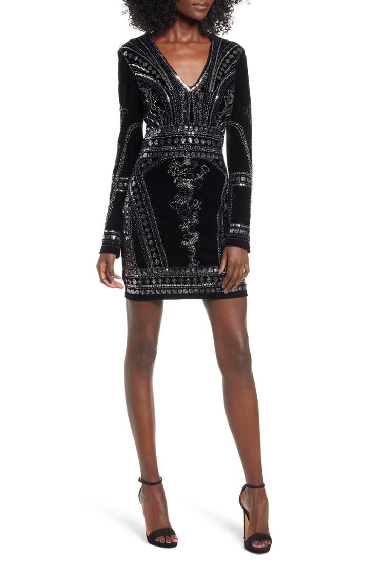 Women's Endless Rose Beaded Velvet Dress - Black
