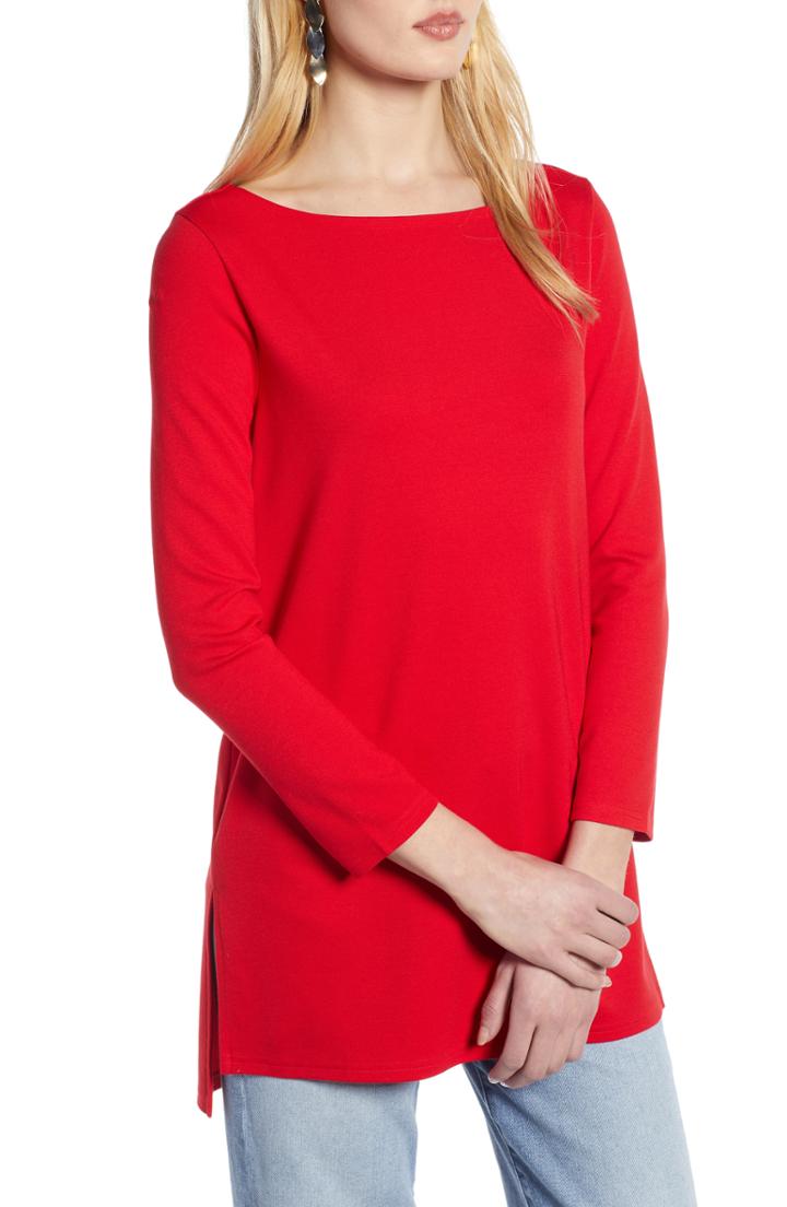 Women's Halogen Bateau Neck Tunic - Red
