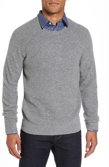 Men's Nordstrom Men's Shop Cashmere Waffle Knit Pullover - Grey