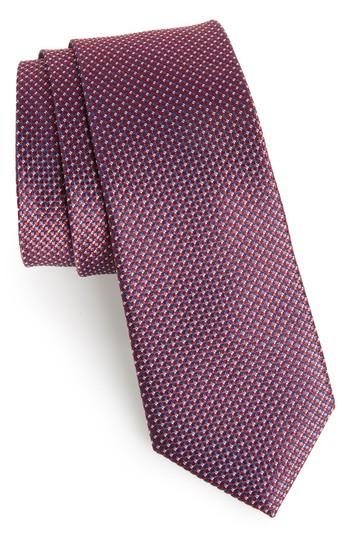 Men's Calibrate Anser Solid Silk Tie, Size - Red