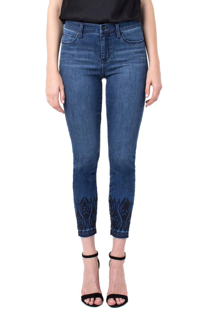 Women's Liverpool Abby Ankle Embroidery Release Hem Jeans