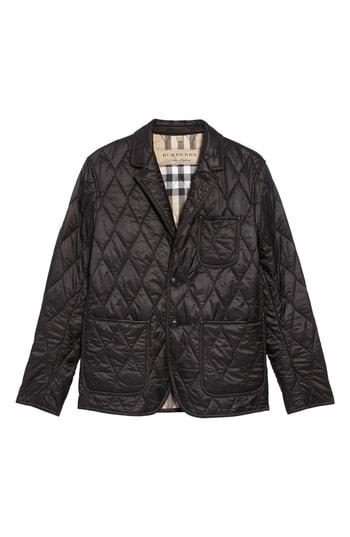 Men's Burberry Gillington Water Resistant Quilted Jacket, Size - Black