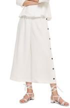 Women's Topshop Horn Button Side Crop Wide Leg Trousers Us (fits Like 6-8) - White