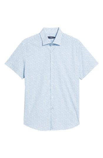 Men's Stone Rose Slim Fit Palm Tree Print Sport Shirt, Size - Blue