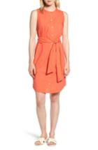 Women's J.crew Sleeveless Cotton Poplin Shirtdress, Size - Orange