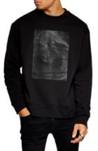 Men's Topman Rubber Patch Crewneck Sweatshirt - Black