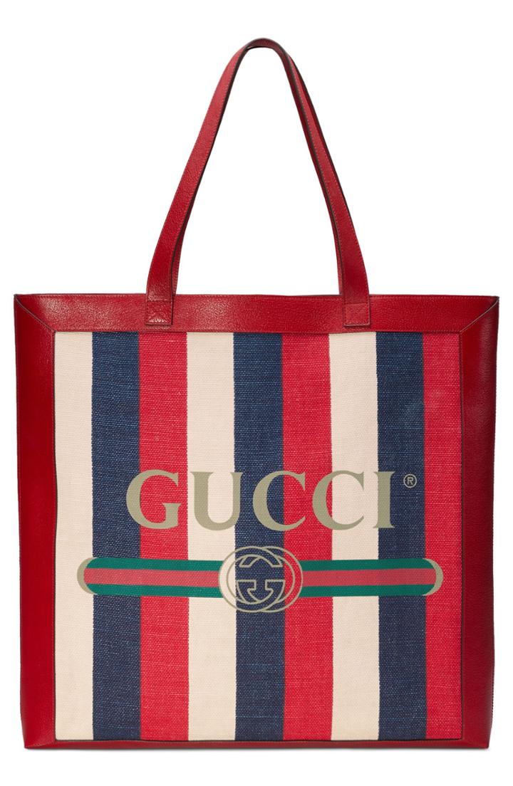 Gucci Stripe Canvas Tote -
