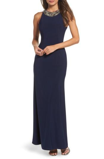 Women's Lulus Pledging My Love Beaded Gown - Blue
