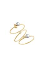 Women's Gorjana Vienna Shimmer Freshwater Pearl & Crystal Ring Set