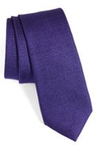 Men's Calibrate Saffron Solid Silk Skinny Tie, Size - Purple