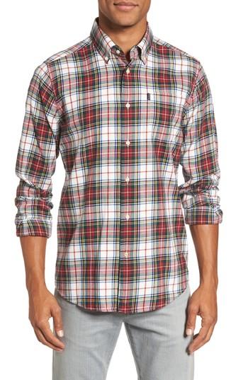 Men's Barbour Alvin Tailored Fit Plaid Sport Shirt, Size - White