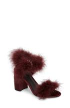 Women's Topshop Maribou Feather Sandal .5us / 36eu - Burgundy