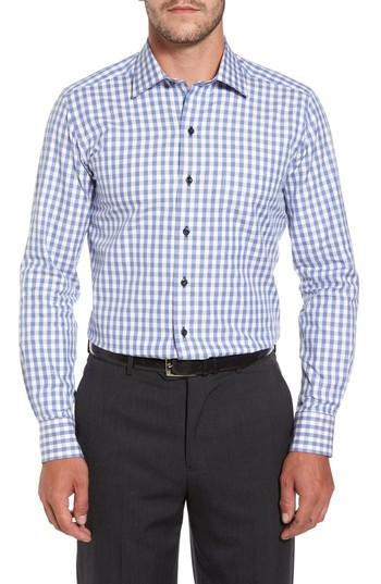 Men's David Donahue Gingham Sport Shirt, Size - Blue