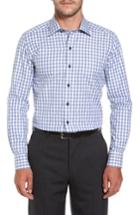 Men's David Donahue Gingham Sport Shirt, Size - Blue