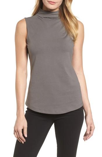 Petite Women's Nic+zoe The Perfect Mock Neck Top, Size P - Grey