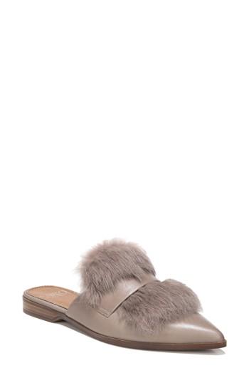 Women's Sarto By Franco Sarto Palmer Ii Genuine Rabbit Fur Slide M - White