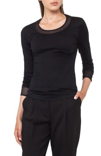 Women's Akris Punto Mesh Detail Jersey Top - Black