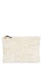 Clare V. Genuine Shearling Flat Clutch - Ivory