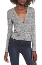 Women's One Clothing Rib Knit Button Down Top - Grey