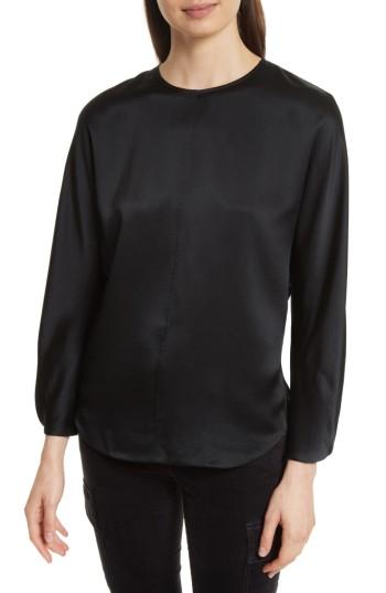Women's Vince Split Back Silk Blouse - Black