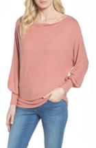 Women's Gibson Drape Dolman Cozy Fleece Top - Grey