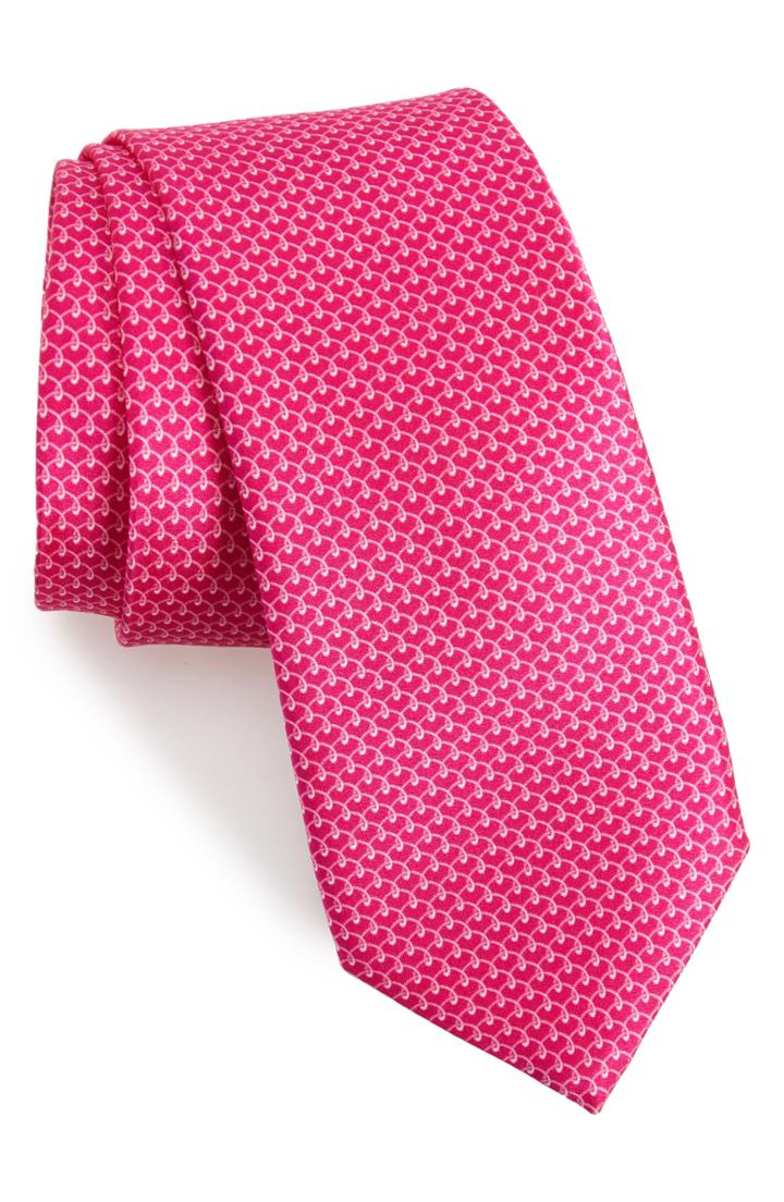 Men's Nordstrom Men's Shop Lucent Geometric Silk Tie, Size - Pink