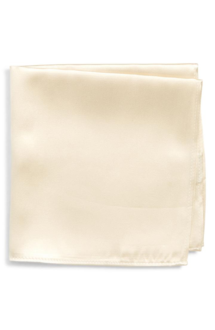 Men's Nordstrom Men's Shop Solid Silk Pocket Square, Size - Ivory
