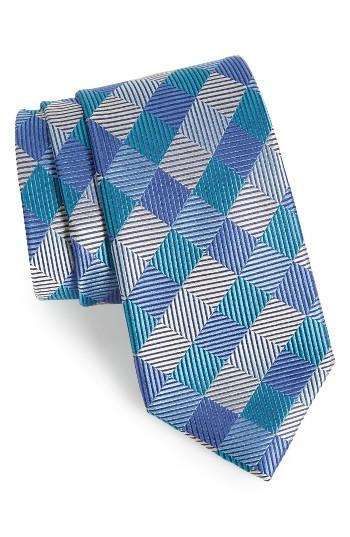 Men's Nordstrom Men's Shop Check Silk Tie, Size - Blue/green