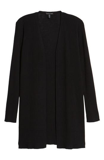 Petite Women's Eileen Fisher Long Wool Cardigan P - Black