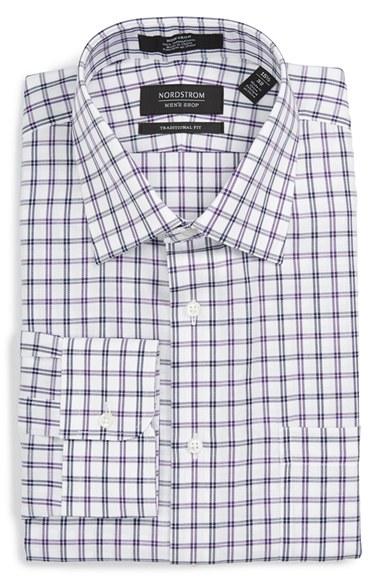 Men's Nordstrom Men's Shop Traditional Fit Non-iron Check Dress Shirt 33 - Pink