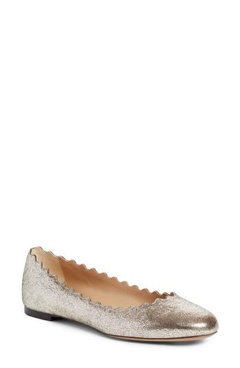 Women's Chloe 'lauren' Scalloped Ballet Flat Us / 36eu - Grey