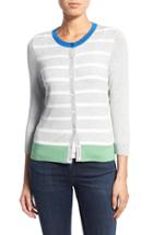 Women's Halogen Three Quarter Sleeve Cardigan, Size - Grey