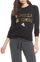 Women's Bow & Drape In Pizza We Crust French Terry Sweatshirt - Black