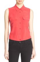Women's Equipment 'slim Signature' Sleeveless Silk Shirt - Red