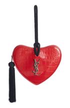 Saint Laurent Heart Croc Embossed Clutch -