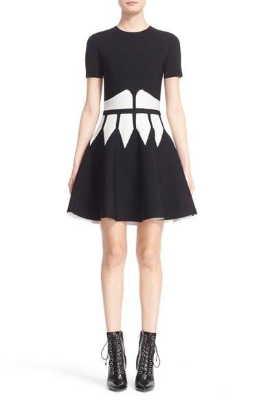 Women's Alexander Mcqueen Intarsia Knit Fit & Flare Dress